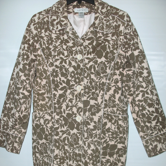 Nine West Jackets & Blazers - Nine West Blush Pink and Brown Floral Trench Coat
